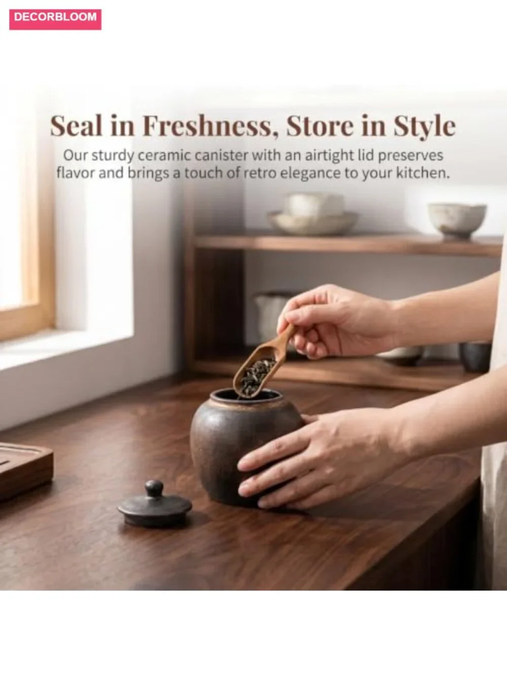 Ceramic Airtight Tea Jar Canister with Lid Food Storage Container